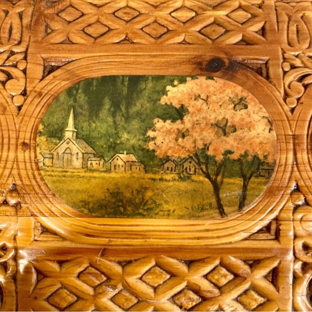 Scenic Carved Wood Box Document Box Glove Box Box Decorative Jewelry Box - Picture 12 of 16